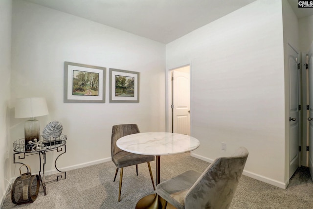 view of carpeted dining room