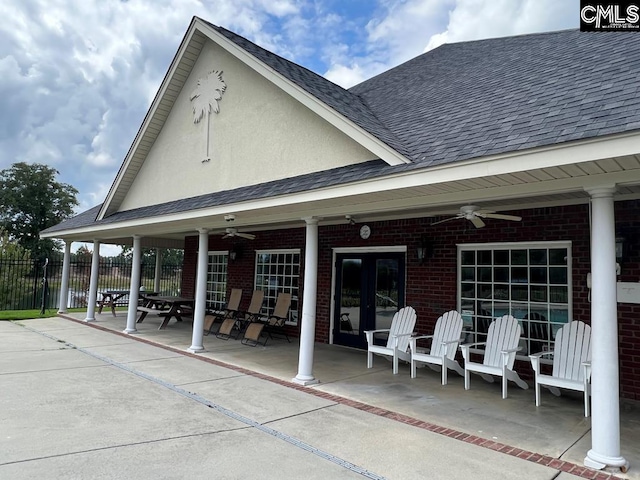 exterior space with a patio area and ceiling fan