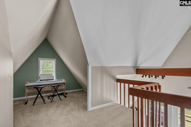 interior space featuring vaulted ceiling