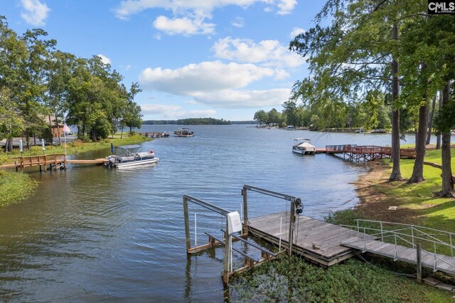 view of dock featuring a water view