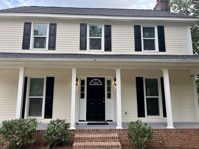 view of front of property with covered porch