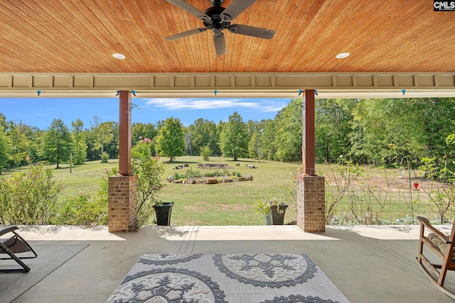 view of patio / terrace featuring ceiling fan