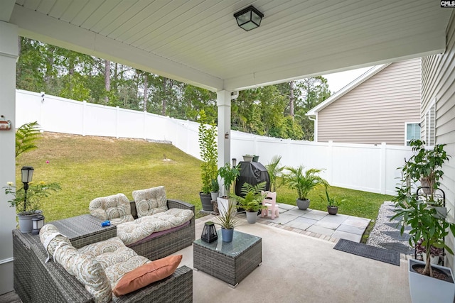 view of patio with an outdoor living space