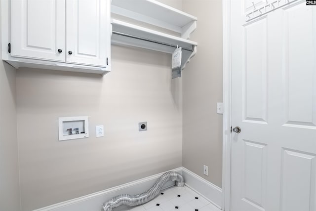 laundry area featuring washer hookup, electric dryer hookup, and cabinets