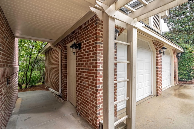 exterior space with a garage