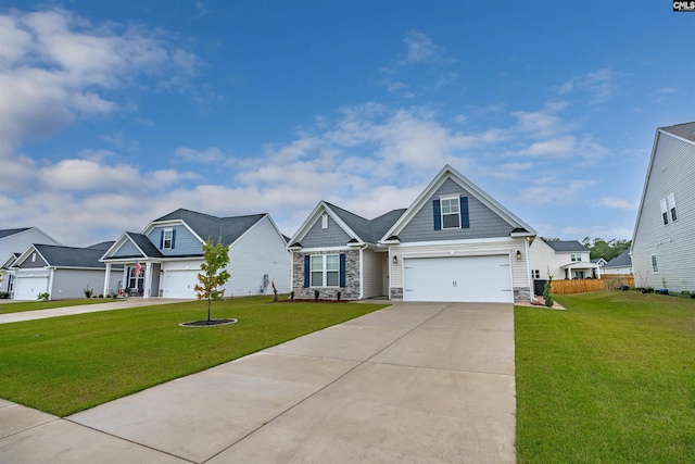 craftsman-style house with a front lawn