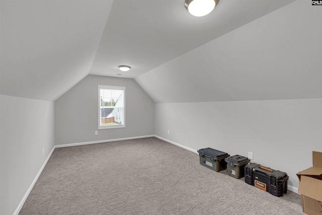 additional living space with carpet floors and lofted ceiling