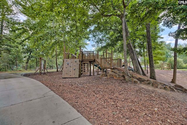 view of yard with a playground