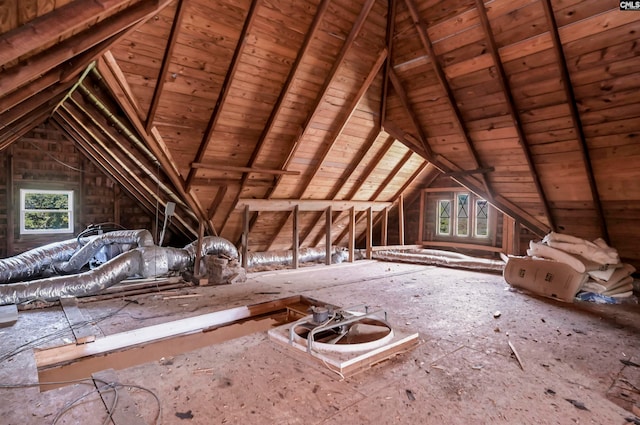 view of unfinished attic