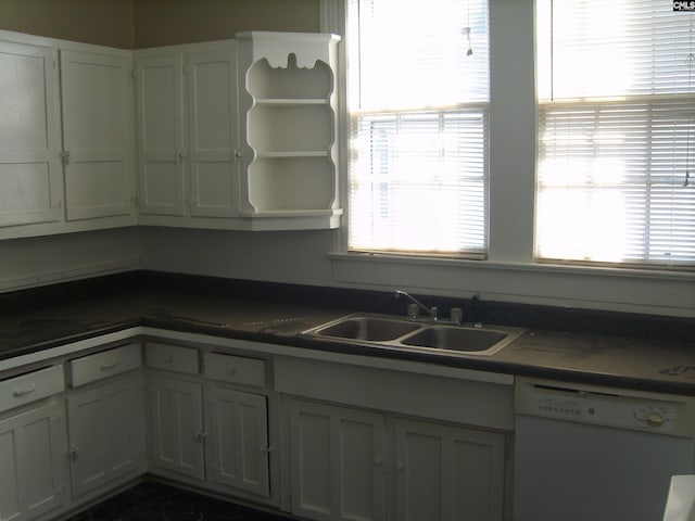 kitchen featuring white dishwasher and sink