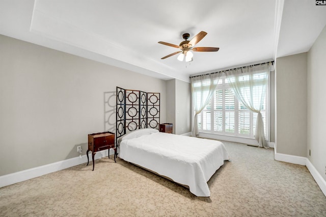 bedroom with carpet and ceiling fan