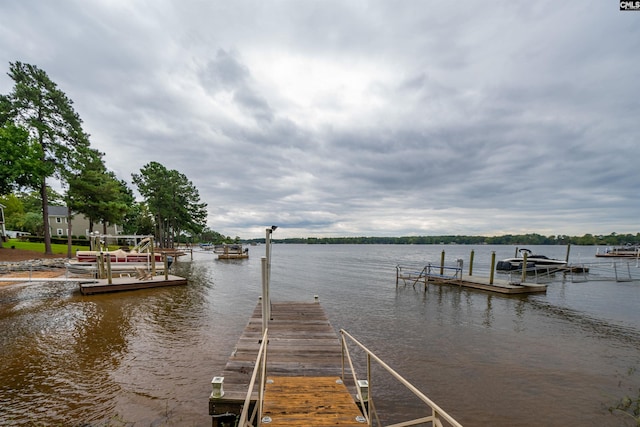 dock area with a water view