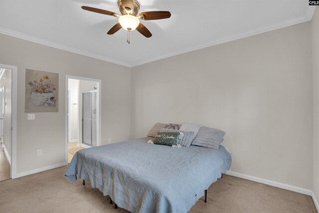 25 Eason Ct, Columbia, SC 29209 - bedroom featuring crown molding, baseboards, light carpet, and ensuite bath