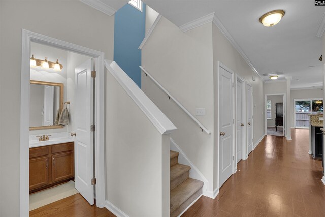 25 Eason Ct, Columbia, SC 29209 - staircase with baseboards, ornamental molding, and wood finished floors