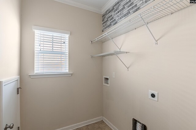 25 Eason Ct, Columbia, SC 29209 - clothes washing area with hookup for an electric dryer, laundry area, crown molding, baseboards, and hookup for a washing machine