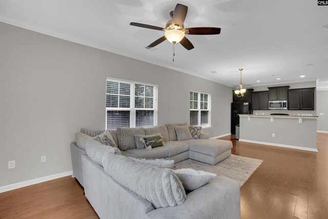 25 Eason Ct, Columbia, SC 29209 - living room with a ceiling fan, baseboards, and light wood finished floors