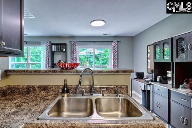 kitchen featuring dark brown cabinetry and sink