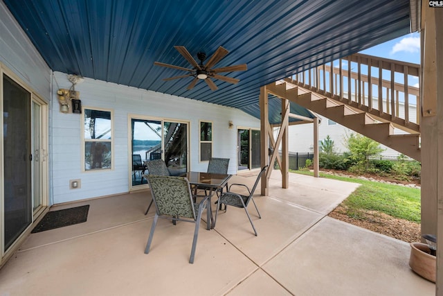 view of patio with ceiling fan