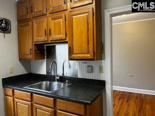 kitchen featuring dark hardwood / wood-style floors and sink