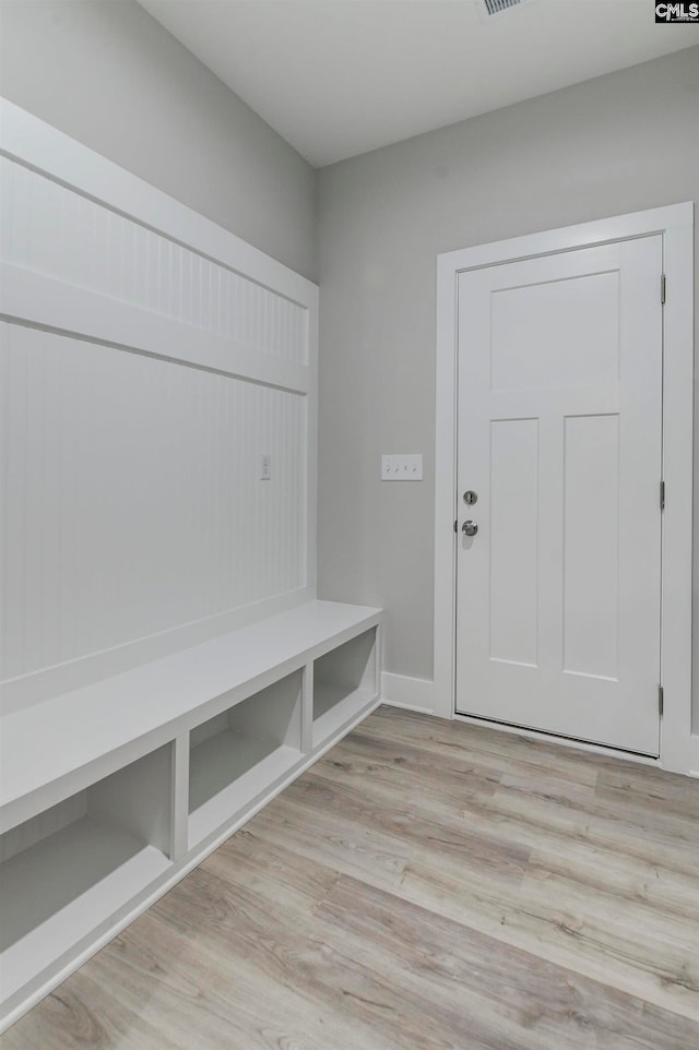 mudroom featuring light hardwood / wood-style flooring