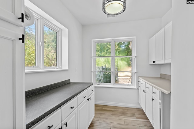 interior space with light hardwood / wood-style floors