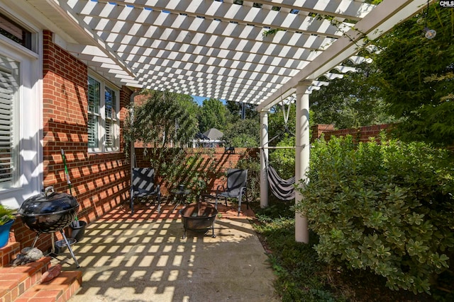 view of patio / terrace with area for grilling and a pergola