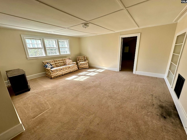 unfurnished living room with light carpet