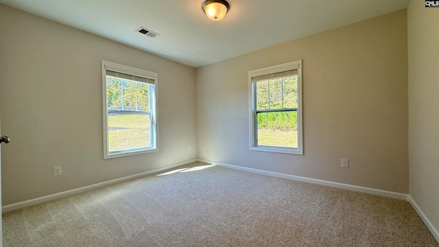 carpeted spare room featuring plenty of natural light