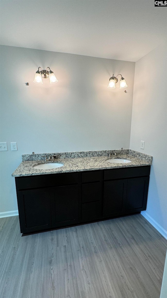 bathroom with wood-type flooring and sink