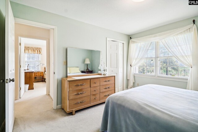 886 Polson Rd, Camden, SC 29020 - bedroom featuring a closet, baseboards, multiple windows, and light carpet