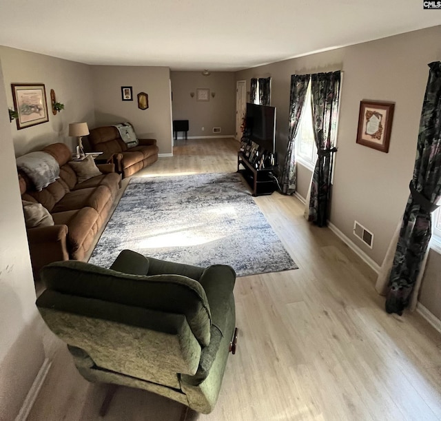 living room featuring light hardwood / wood-style flooring