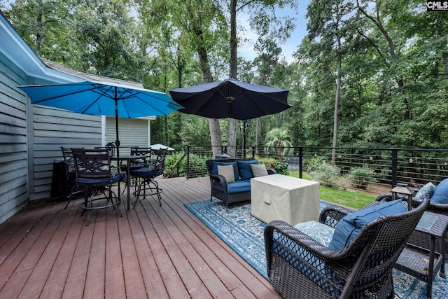 deck with an outdoor living space