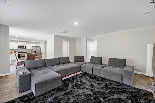 living room featuring light hardwood / wood-style flooring