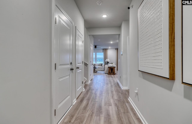 hall featuring light wood-type flooring