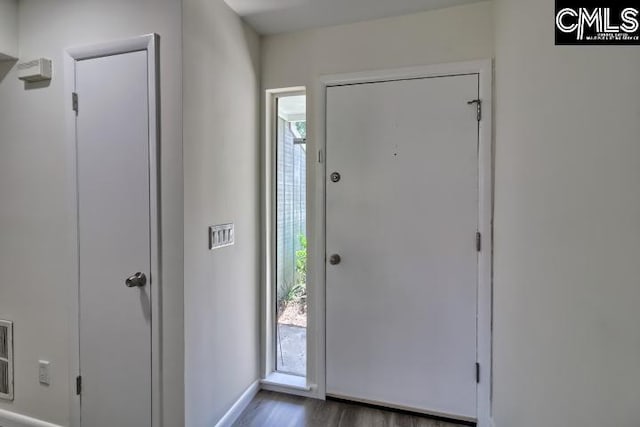 entrance foyer with dark hardwood / wood-style flooring