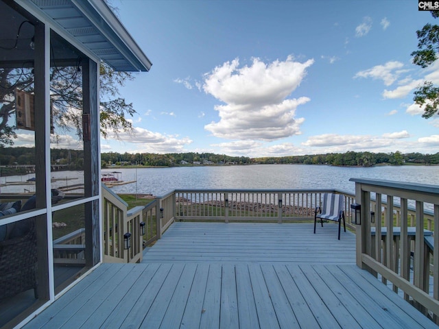 deck with a water view