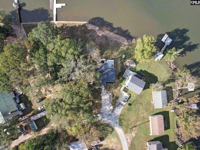 bird's eye view featuring a water view