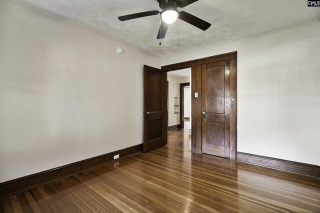6560 Voorhees Rd, Denmark, SC 29042 - spare room featuring light wood finished floors, ceiling fan, and crown molding