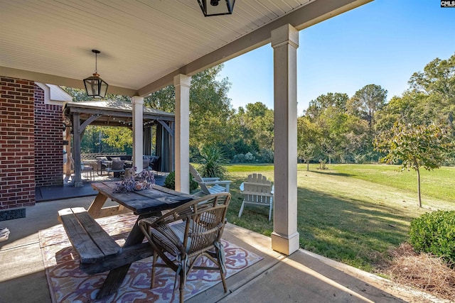 view of patio / terrace featuring a gazebo