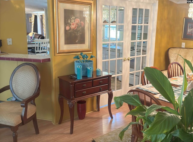 sitting room with light hardwood / wood-style floors