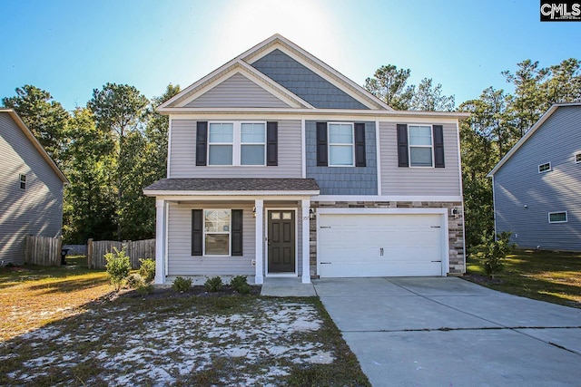 view of front of house with a garage