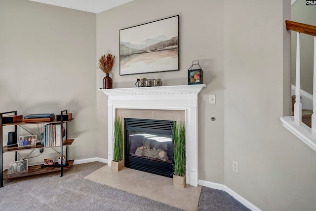 interior space featuring light colored carpet