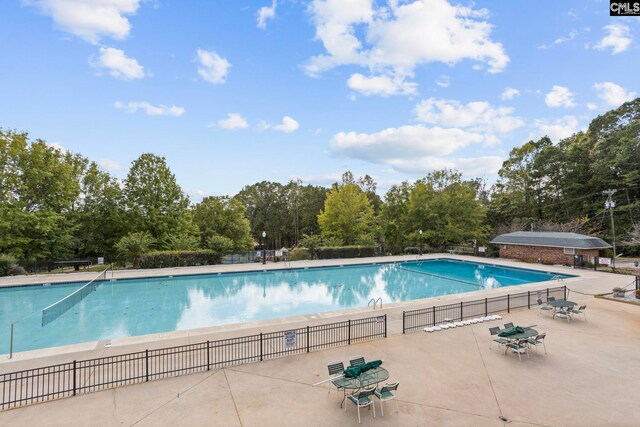 view of swimming pool with a patio