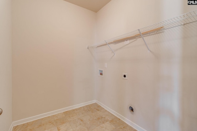 clothes washing area featuring hookup for an electric dryer and washer hookup