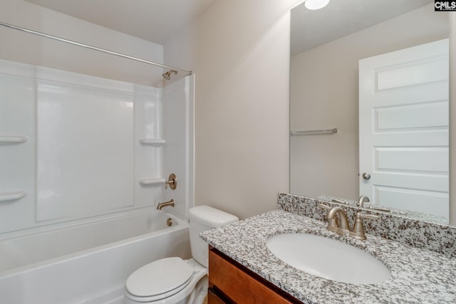 full bathroom with vanity, toilet, and tub / shower combination