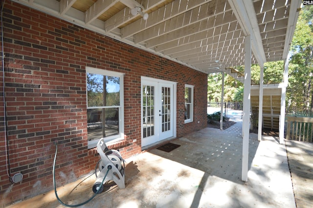 view of patio featuring french doors