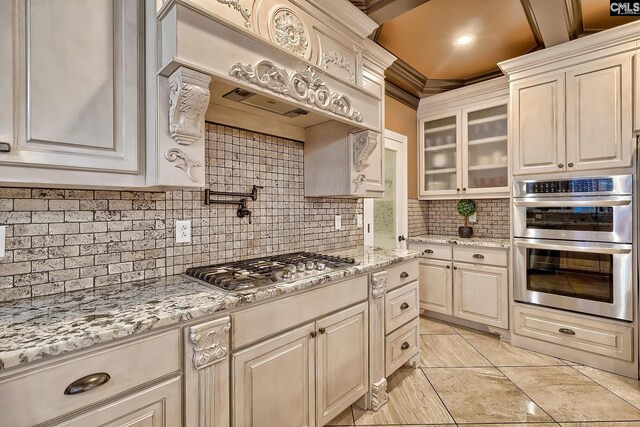 224 Robin Hood Rd, Elgin, SC 29045 - interior space featuring arched walkways, ornamental molding, coffered ceiling, and ornate columns