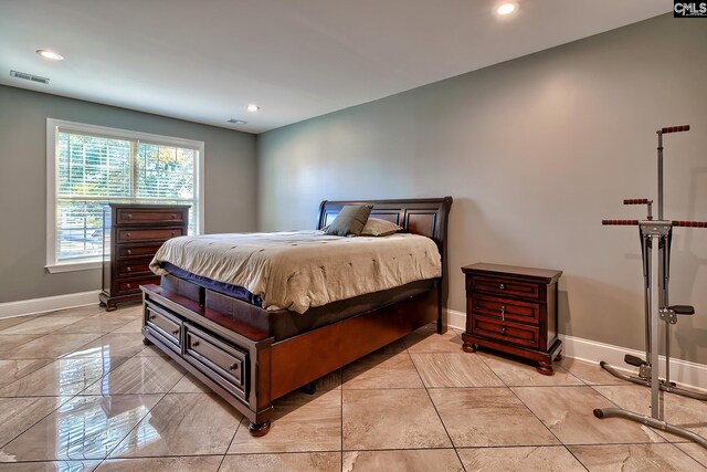 224 Robin Hood Rd, Elgin, SC 29045 - bedroom with baseboards, marble finish floor, recessed lighting, and visible vents