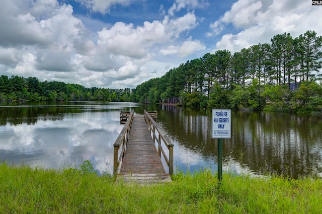 view of dock featuring a water view