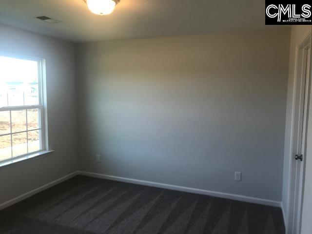 spare room featuring dark colored carpet